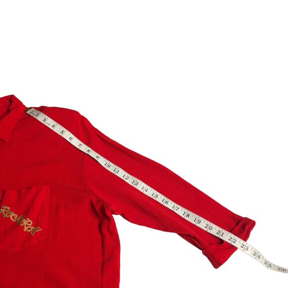 Vintage Niki & Danielle Top Womens 16 Red Rock N Roll Embroidered Pocket Gauze - Picture 16 of 16
